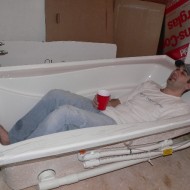 Scott is enjoying the broken tub